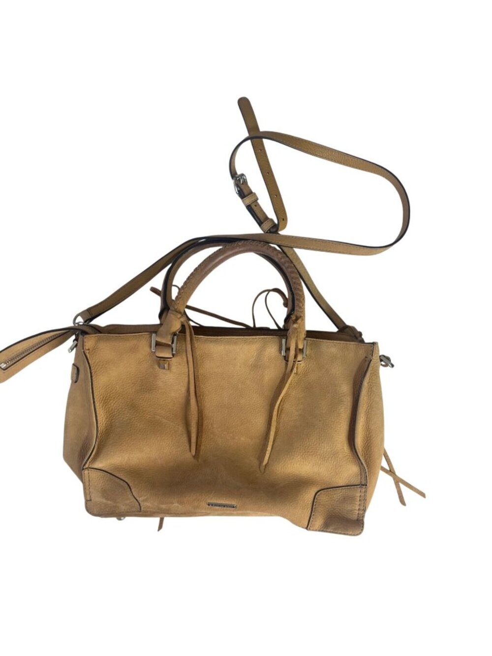 Rebecca Minkoff Leather Satchel Purse Adjustable Strap Tan